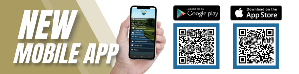 Promotional Graphic for our New Mobile App with QR codes to download the app on Google Play or the Apple App Store
